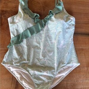 Caden Lane Swimsuit with Light Green Pattern